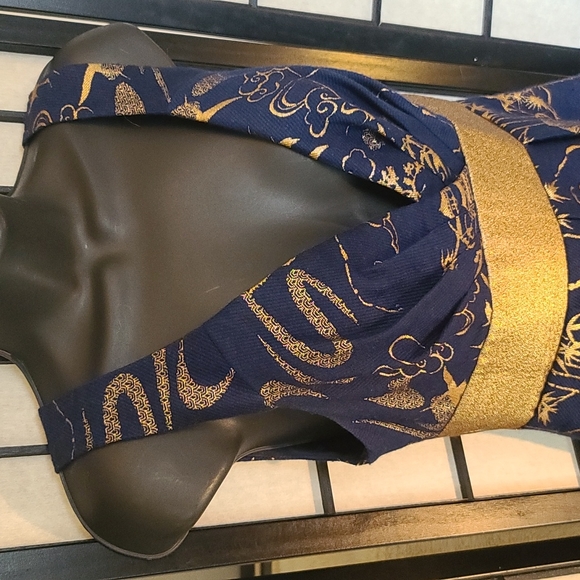 Anthropologie Eva Franco Navy Blue & Gold Tapestry Party Dress sz 2 - Picture 4 of 12